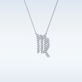 Customized Virgo Shaped Moissanite Necklace – 0.20 CT Round Cut in 14K/18K Gold