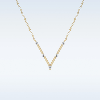 V shaped Moissanite Necklace – 0.08 CT Round Cut in 14K/18K Gold