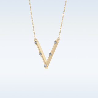 V shaped Moissanite Necklace – 0.08 CT Round Cut in 14K/18K Gold