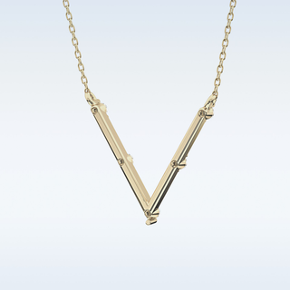 V shaped Moissanite Necklace – 0.08 CT Round Cut in 14K/18K Gold
