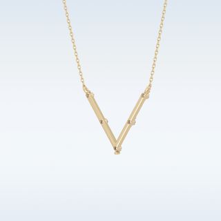 V shaped Moissanite Necklace – 0.08 CT Round Cut in 14K/18K Gold