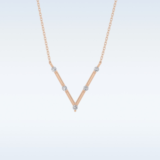 V shaped Moissanite Necklace – 0.08 CT Round Cut in 14K/18K Gold