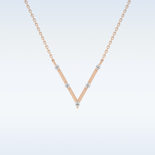 V shaped Moissanite Necklace – 0.08 CT Round Cut in 14K/18K Gold