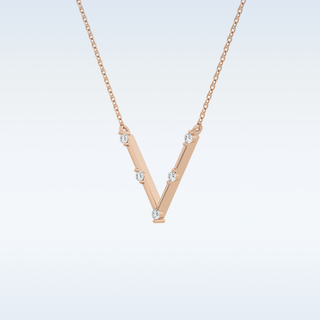 V shaped Moissanite Necklace – 0.08 CT Round Cut in 14K/18K Gold