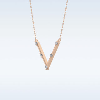 V shaped Moissanite Necklace – 0.08 CT Round Cut in 14K/18K Gold