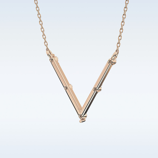 V shaped Moissanite Necklace – 0.08 CT Round Cut in 14K/18K Gold