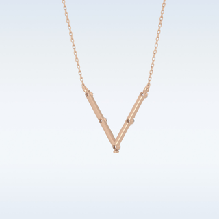V shaped Moissanite Necklace – 0.08 CT Round Cut in 14K/18K Gold