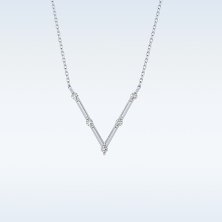 V shaped Moissanite Necklace – 0.08 CT Round Cut in 14K/18K Gold