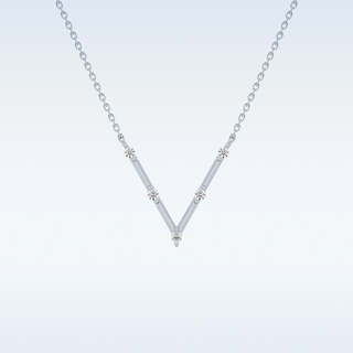 V shaped Moissanite Necklace – 0.08 CT Round Cut in 14K/18K Gold