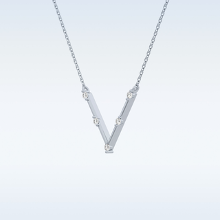 V shaped Moissanite Necklace – 0.08 CT Round Cut in 14K/18K Gold