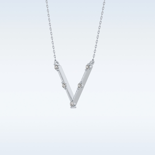 V shaped Moissanite Necklace – 0.08 CT Round Cut in 14K/18K Gold