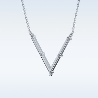 V shaped Moissanite Necklace – 0.08 CT Round Cut in 14K/18K Gold