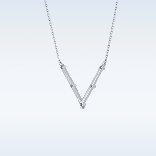 V shaped Moissanite Necklace – 0.08 CT Round Cut in 14K/18K Gold