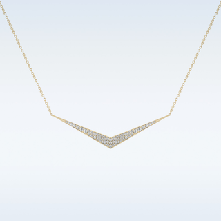 V Elongated Shape Moissanite Necklace – 0.27 CT Round Cut in 14K/18K Gold