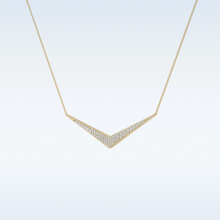 V Elongated Shape Moissanite Necklace – 0.27 CT Round Cut in 14K/18K Gold