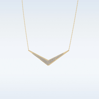 V Elongated Shape Moissanite Necklace – 0.27 CT Round Cut in 14K/18K Gold
