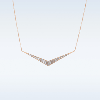V Elongated Shape Moissanite Necklace – 0.27 CT Round Cut in 14K/18K Gold