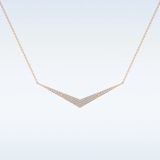 V Elongated Shape Moissanite Necklace – 0.27 CT Round Cut in 14K/18K Gold