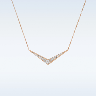 V Elongated Shape Moissanite Necklace – 0.27 CT Round Cut in 14K/18K Gold