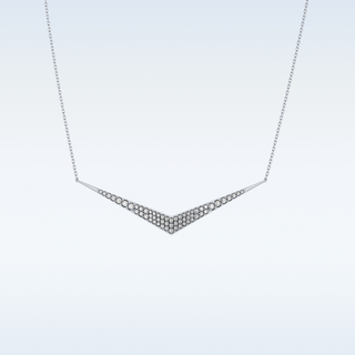 V Elongated Shape Moissanite Necklace – 0.27 CT Round Cut in 14K/18K Gold