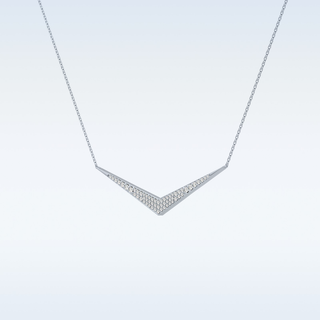 V Elongated Shape Moissanite Necklace – 0.27 CT Round Cut in 14K/18K Gold