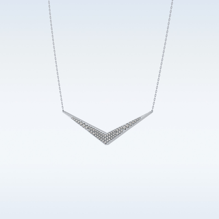 V Elongated Shape Moissanite Necklace – 0.27 CT Round Cut in 14K/18K Gold