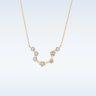 Slight open U Shape Moissanite Necklace – 0.2 CT Round Cut in 14K/18K Gold