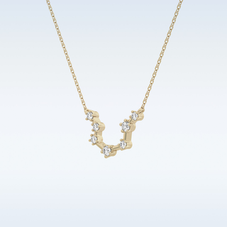 Slight open U Shape Moissanite Necklace – 0.2 CT Round Cut in 14K/18K Gold