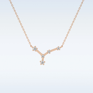 V Shaped Moissanite Necklace – 0.11 CT Round Cut in 14K/18K Gold 14