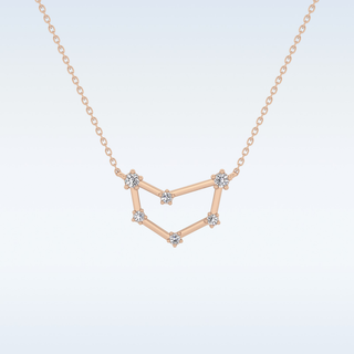 Connected Moissanite Necklace – 0.13 CT Round Cut in 14K/18K Gold