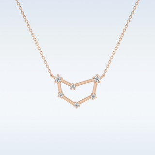 Connected Moissanite Necklace – 0.13 CT Round Cut in 14K/18K Gold