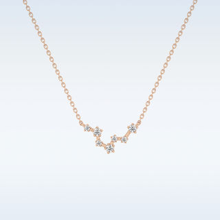 Zig-Zag Moissanite Necklace – 0.10 CT Round Cut in 14K/18K Gold