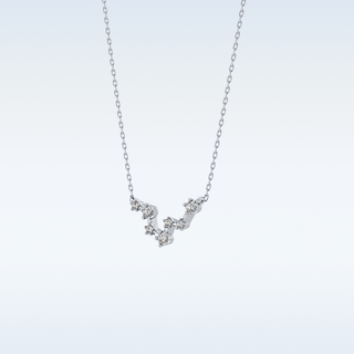 Zig-Zag Moissanite Necklace – 0.10 CT Round Cut in 14K/18K Gold