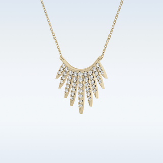 Spokes Moissanite Necklace – 0.42 CT Round Cut in 14K/18K Gold