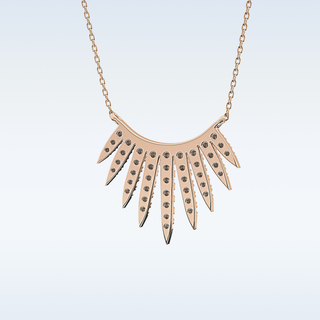 Spokes Moissanite Necklace – 0.42 CT Round Cut in 14K/18K Gold