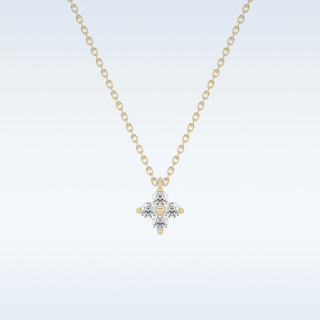 Customized Flower Shaped Moissanite Necklace –  0.16 CT Round Cut in 14K/18K Gold