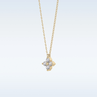 Customized Flower Shaped Moissanite Necklace –  0.16 CT Round Cut in 14K/18K Gold