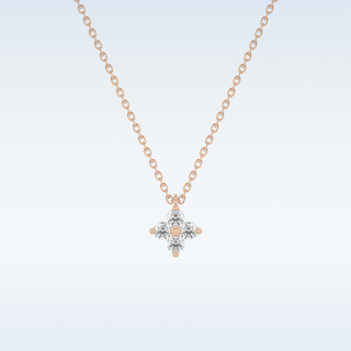 Customized Flower Shaped Moissanite Necklace –  0.16 CT Round Cut in 14K/18K Gold