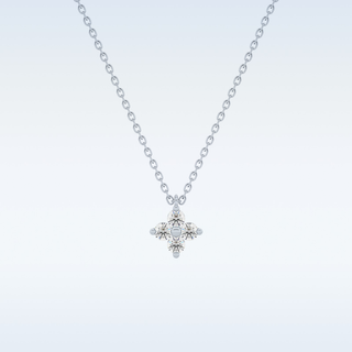 Customized Flower Shaped Moissanite Necklace –  0.16 CT Round Cut in 14K/18K Gold