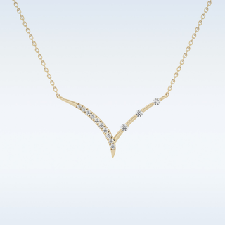 Beautiful V-Shaped Moissanite Necklace – 0.12 CT Round Cut in 14K/18K Gold 9