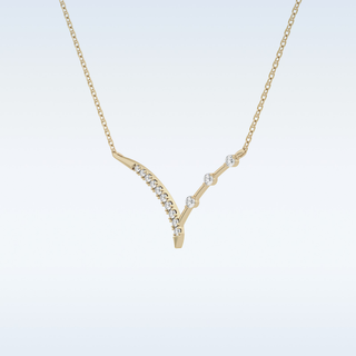Beautiful V-Shaped Moissanite Necklace – 0.12 CT Round Cut in 14K/18K Gold 10