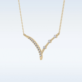 Beautiful V-Shaped Moissanite Necklace – 0.12 CT Round Cut in 14K/18K Gold 11