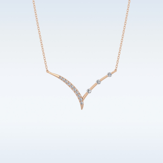 Beautiful V-Shaped Moissanite Necklace – 0.12 CT Round Cut in 14K/18K Gold 15