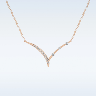 Beautiful V-Shaped Moissanite Necklace – 0.12 CT Round Cut in 14K/18K Gold 16