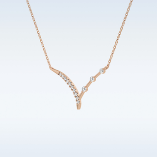 Beautiful V-Shaped Moissanite Necklace – 0.12 CT Round Cut in 14K/18K Gold 17