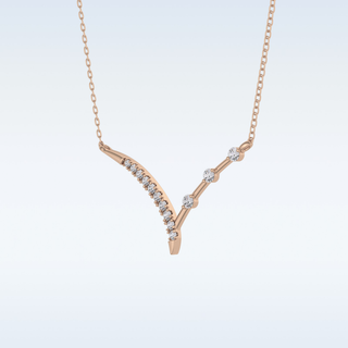 Beautiful V-Shaped Moissanite Necklace – 0.12 CT Round Cut in 14K/18K Gold 18