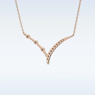 Beautiful V-Shaped Moissanite Necklace – 0.12 CT Round Cut in 14K/18K Gold 20