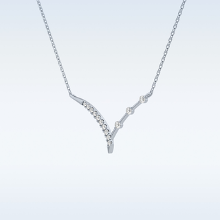 Beautiful V-Shaped Moissanite Necklace – 0.12 CT Round Cut in 14K/18K Gold 3