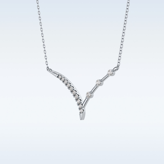 Beautiful V-Shaped Moissanite Necklace – 0.12 CT Round Cut in 14K/18K Gold 4