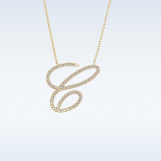 Customized C Shaped Moissanite Necklace –  0.144 CT Round Cut in 14K/18K Gold